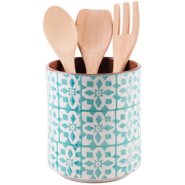 Turquoise Tile Utensil Crock Kirklands Home