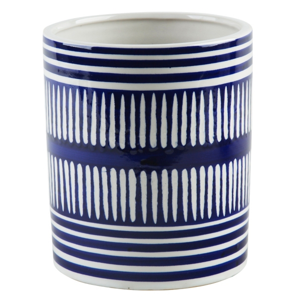 Blue Geo Lines Utensil Crock Kirklands Home