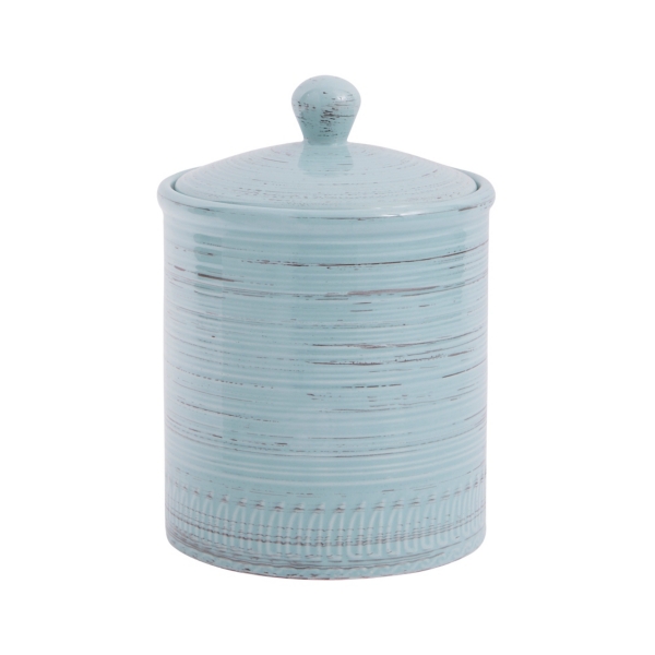 Distressed Blue Ceramic Canister, 7 in. Kirklands Home
