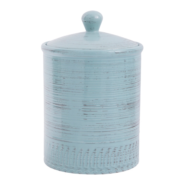 Distressed Blue Ceramic Canister, 9 in. Kirklands Home