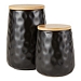 Black Dimpled Bamboo Canisters, Set of 2
