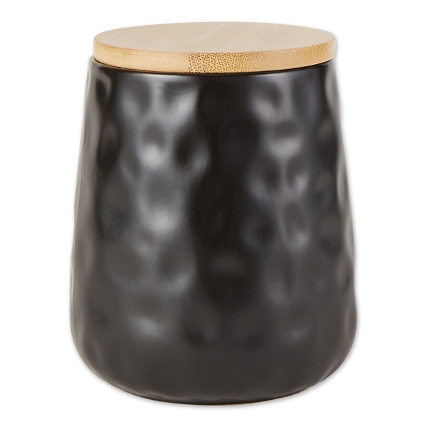 Black Dimpled Bamboo Canisters, Set of 2