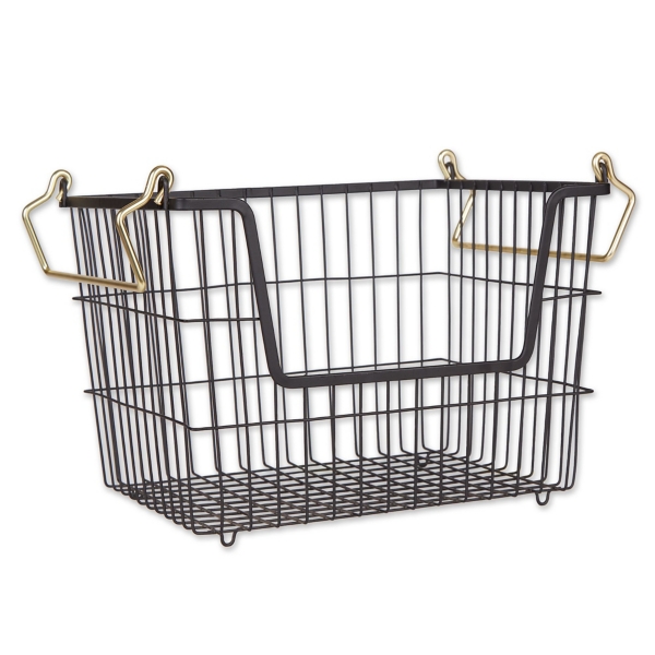 Black Wire Basket with Gold Handles, 9 in. Kirklands Home