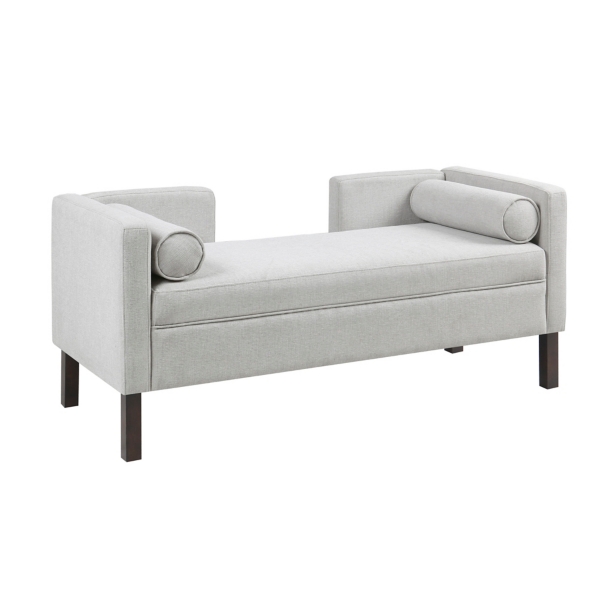 Gray Upholstered Modern Split Back Bench