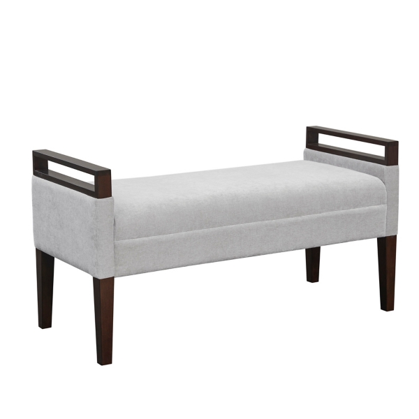 Gray Upholstered Wood Trim Bench Kirklands Home
