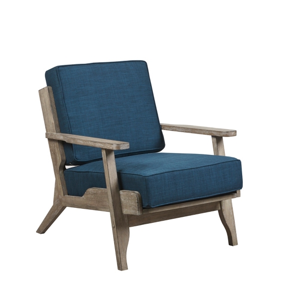 Blue Upholstered Driftwood Accent Chair