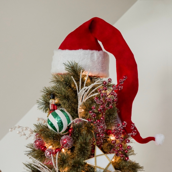 Beautiful Christmas Tree Topper using Santa's Hat, And festive Christmas  Floral picks!