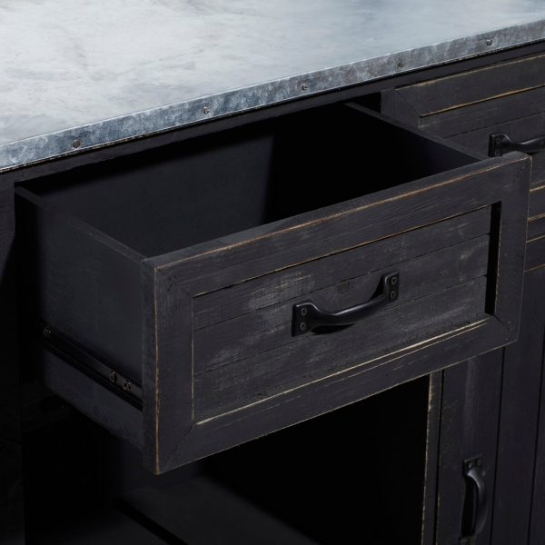 Rustic Galvanized Top Wine Cabinet