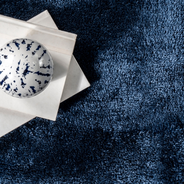 Navy Shag Washable Area Rug, 6x9