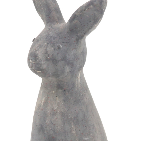Distressed Gray Rabbit Outdoor Statue