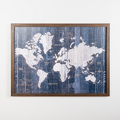 Blue World Map Canvas Art Print | Kirklands Home