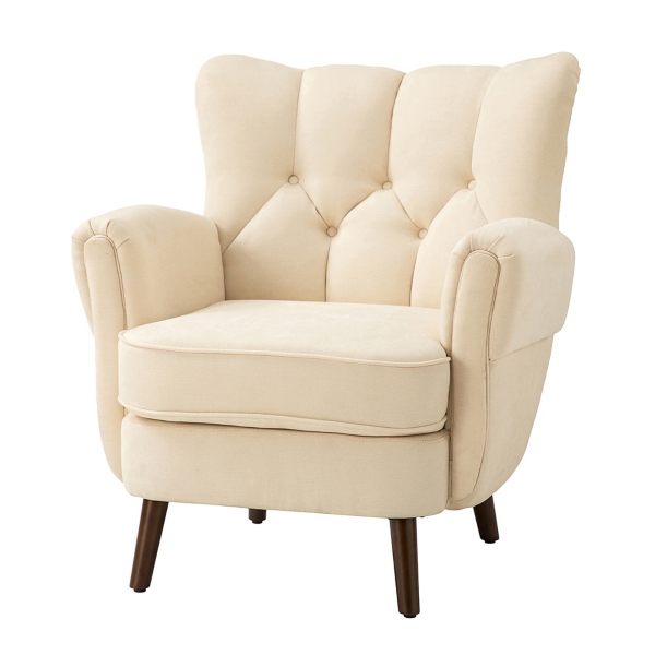 Ivory Upholstered Tufted Wingback Accent Chair Kirklands Home
