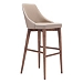 Beige Faux Leather and White Trim Bar Stool