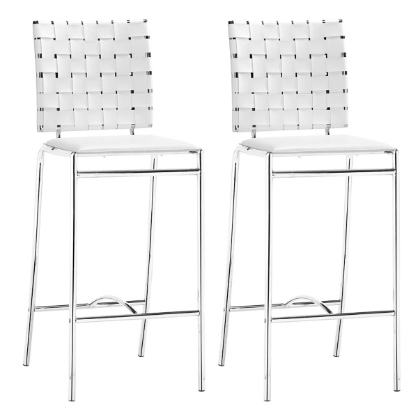 White Faux Leather Woven Counter Stools, Set of 2 Kirklands Home