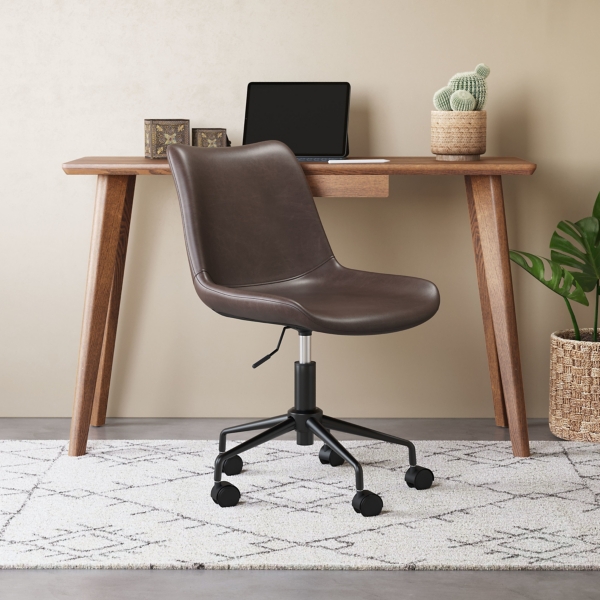 Brown Faux Leather Swivel Office Chair Kirklands Home