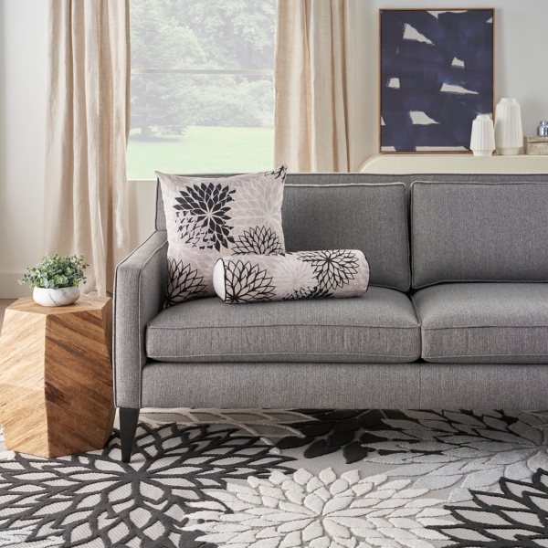 Floral Chevron Outdoor Throw Pillow