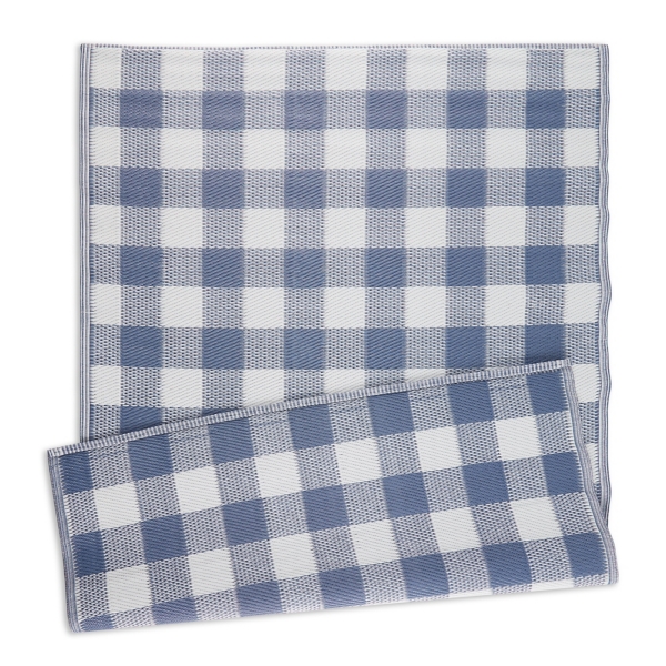 Blue & White Buffalo Check Outdoor Area Rug, 4x6 | Kirklands Home