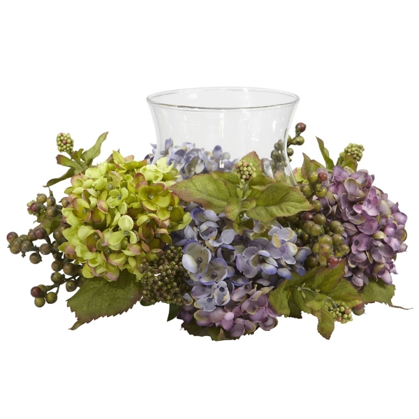 Multicolor Hydrangea and Berry Candle Centerpiece Kirklands Home