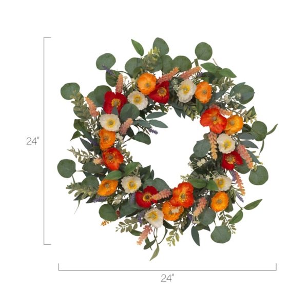 Orange Mixed Spring Floral Wreath