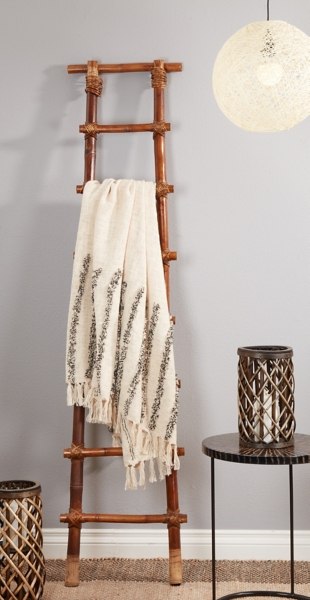 Ivory and Black Tufted Lines Throw