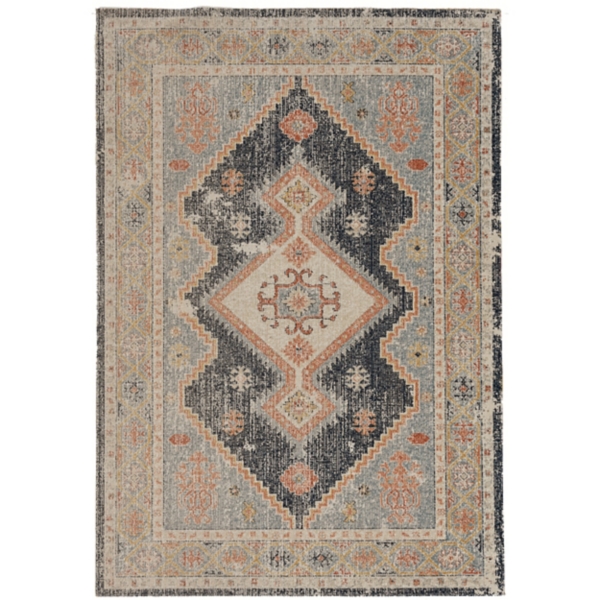 Blue and Ivory Traditional Motif Area Rug, 5x7