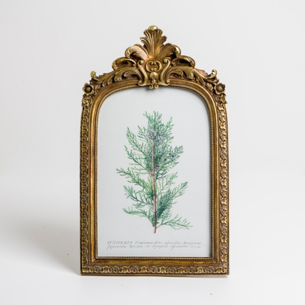 Juniper Sprig Gold Bordeaux Framed Art Print