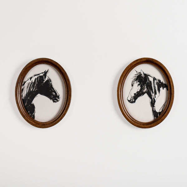 Oval Horse Portrait Framed Art Prints, Set  of 2