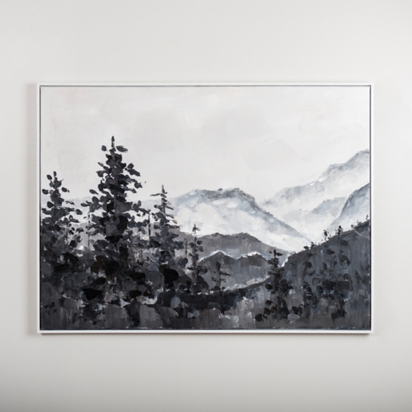 Handpainted Mountain Scene Framed Art