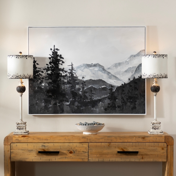 Handpainted Mountain Scene Framed Art