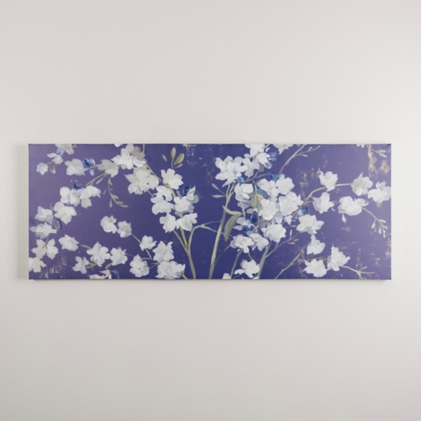 Navy Cherry Blossom Canvas Art Print