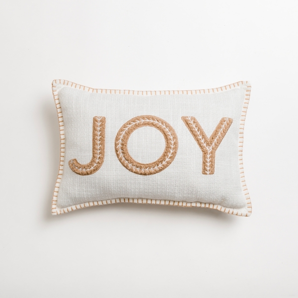 White Embroidered Joy Christmas Pillow Kirklands Home