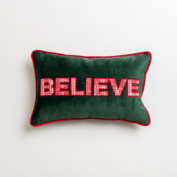 Believe christmas outlet pillow