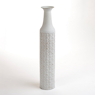 Two Tone Stoneware Floor Vase, 23 in.