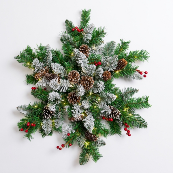 Flocked Pinecone Snowflake Wreath | Kirklands Home
