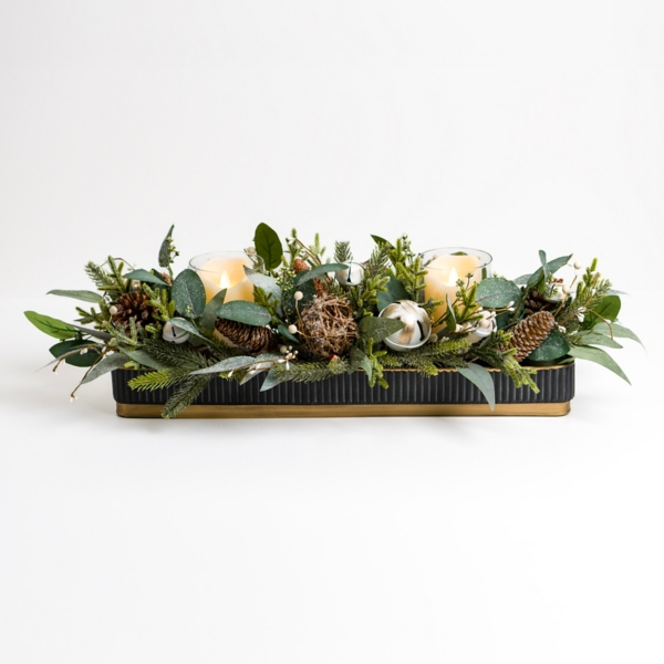Jingle Bells and Greenery Candle Centerpiece Kirklands Home
