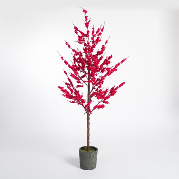 Red Berry Potted Christmas Tree, 66 in.