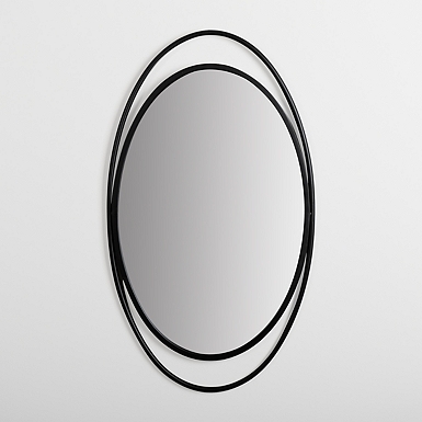 Metal Oval Wall Mirror, Black, Medium, Metal/Wood | Kirkland's Home