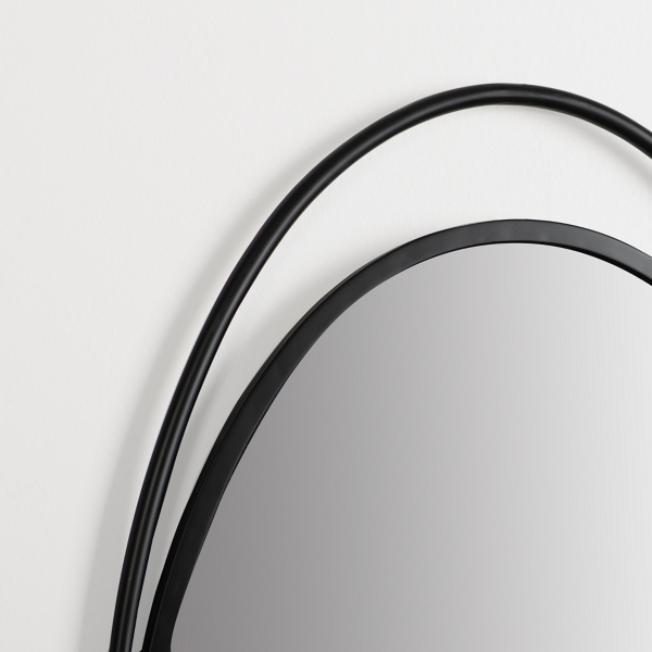 Black Oval Lines Metal Wall Mirror