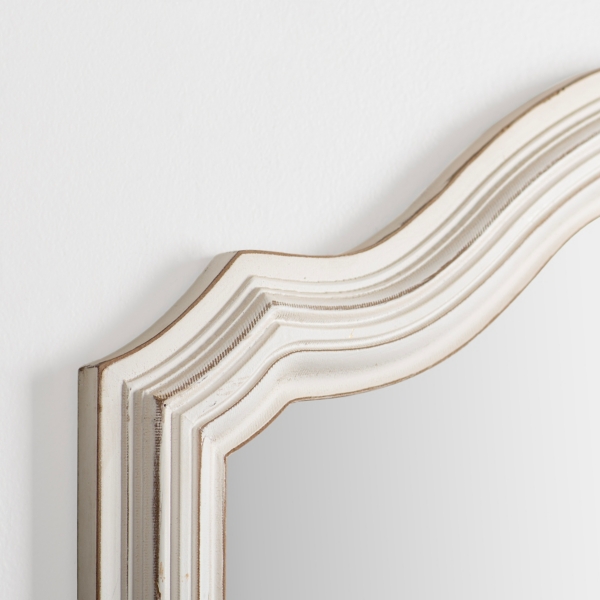 White Wood Scalloped Edge Mirror