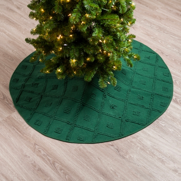 Green Woven Diamonds Christmas Tree Skirt | Kirklands Home