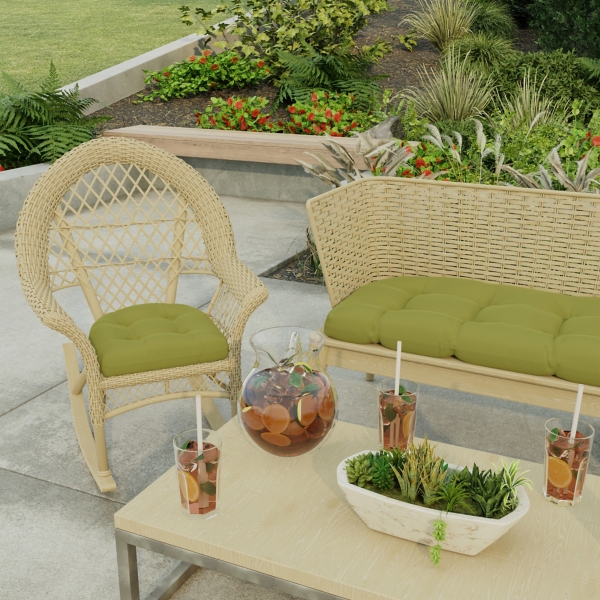 Green French Edge 2-pc. Outdoor Wicker Cushion Set