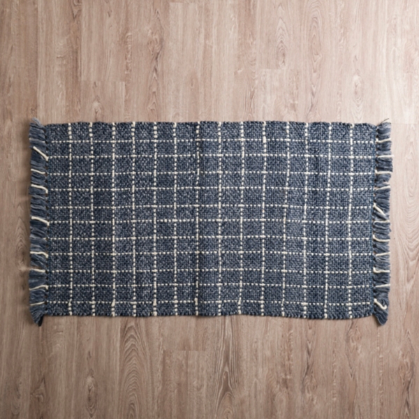 Navy Plaid Chunky Wool Scatter Rug Kirklands Home