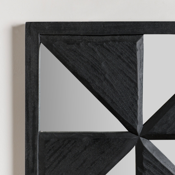 Black Wood and Mirror Abstract Wall Plaque