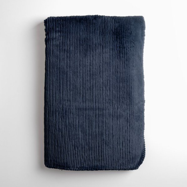 Navy Faux Mink Throw
