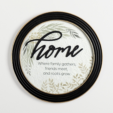 Wood and Metal Home Sweet Home Round Plaque