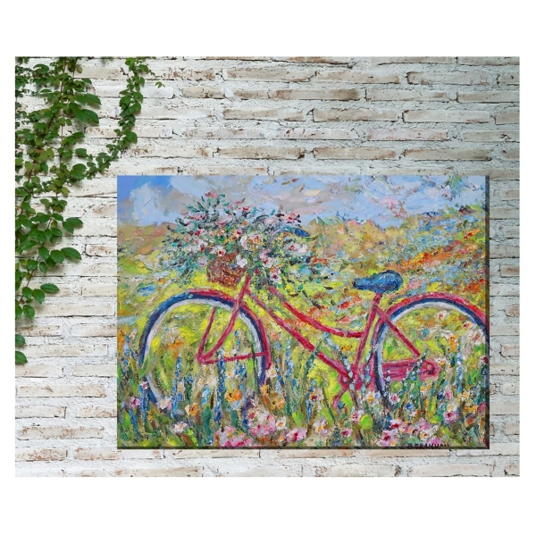 Floral Bike Outdoor Canvas Art Print