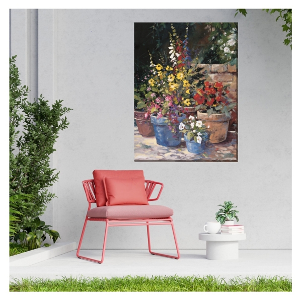 Potted Flowers Outdoor Canvas Art Print