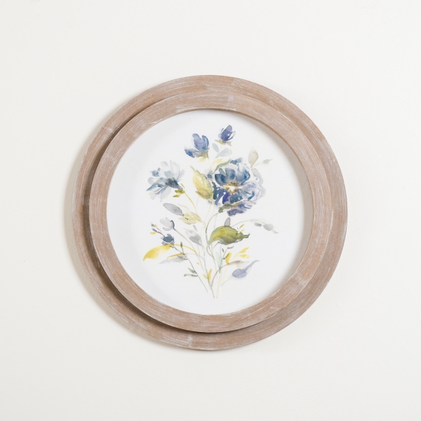 Round Blue Florals I Framed Art Print