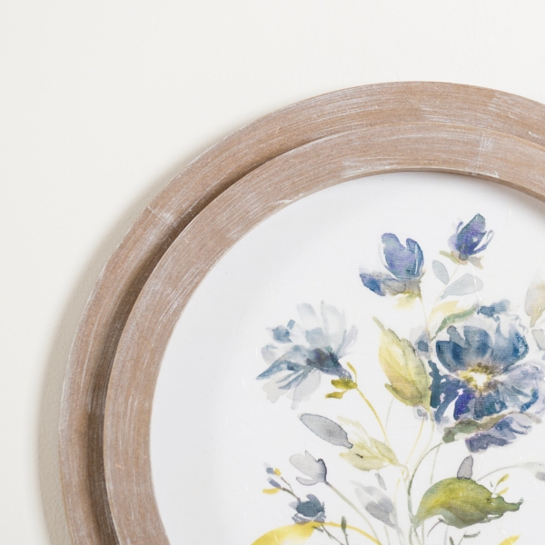 Round Blue Florals I Framed Art Print