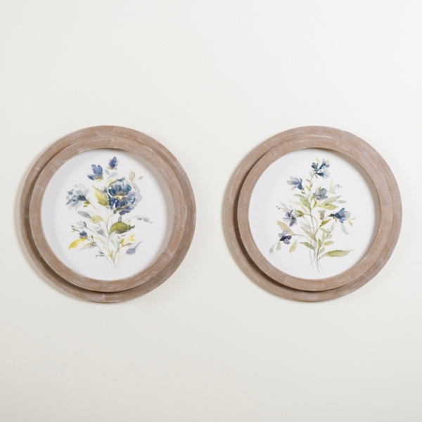 Round Blue Florals I Framed Art Print